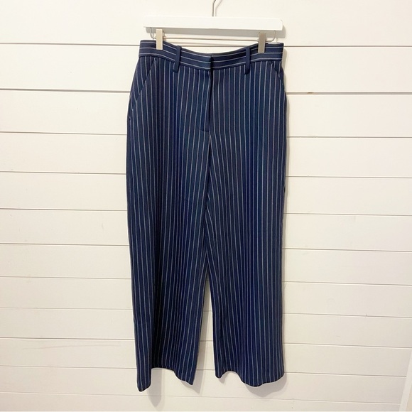 NWTs Abercrombie & Fitch | Women’s Wide Leg Navy Pin Stripped Trousers Medium - Picture 1 of 12